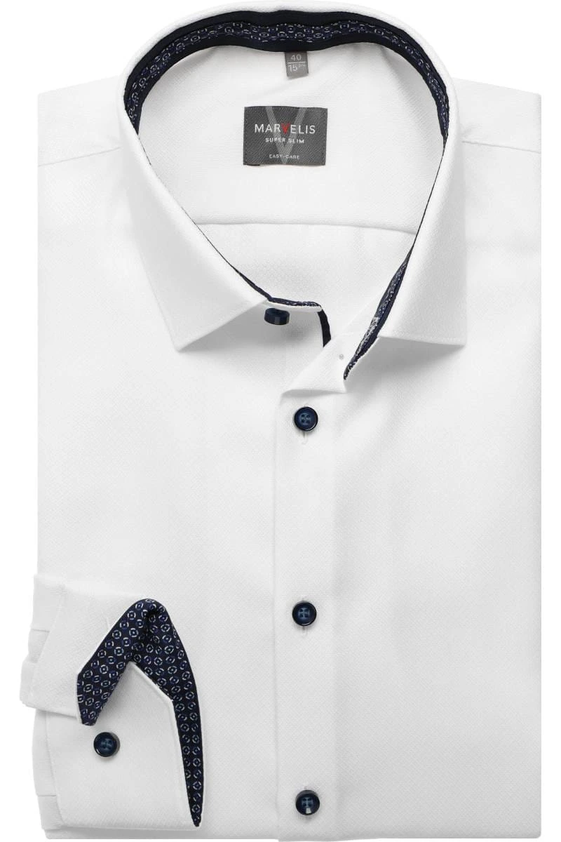 MARVELIS Super Slim Overhemd wit, Faux-uni