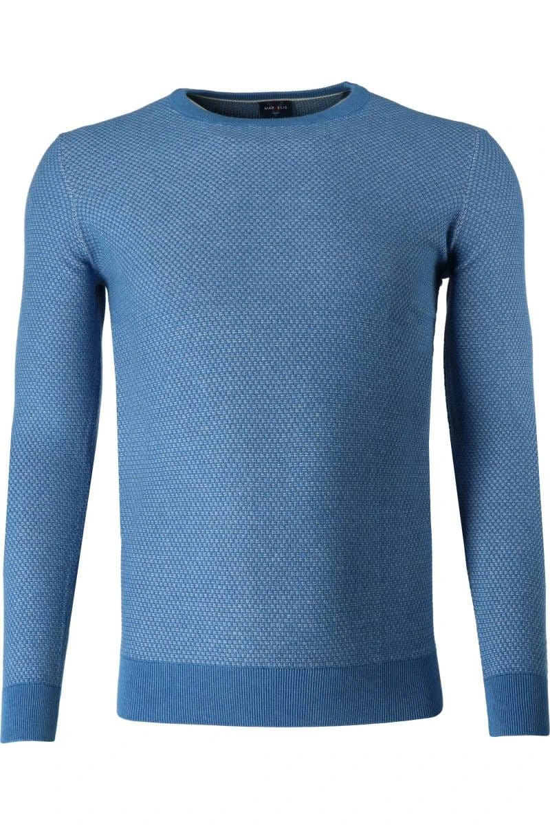 MARVELIS Casual Regular Fit Trui ronde hals Neurenberg blauw, Gestructureerd