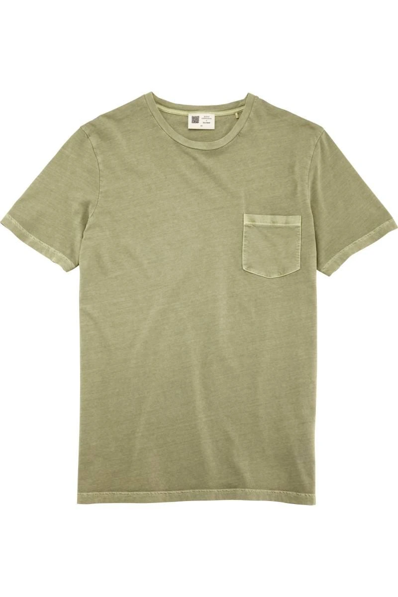 OLYMP x Boris Herrmann Regular Fit T-Shirt ronde hals groen, Effen