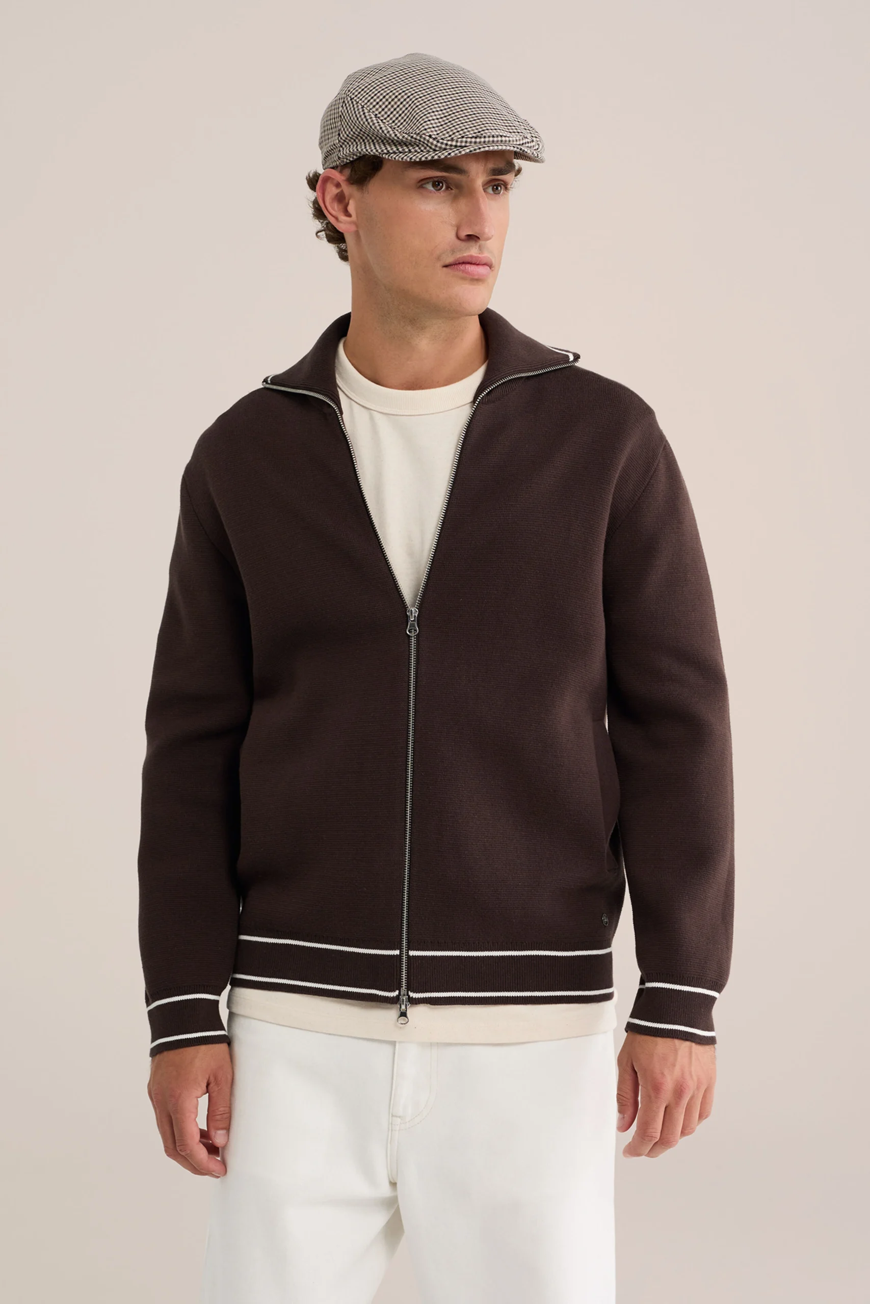 regular fit gebreid vest met contrast